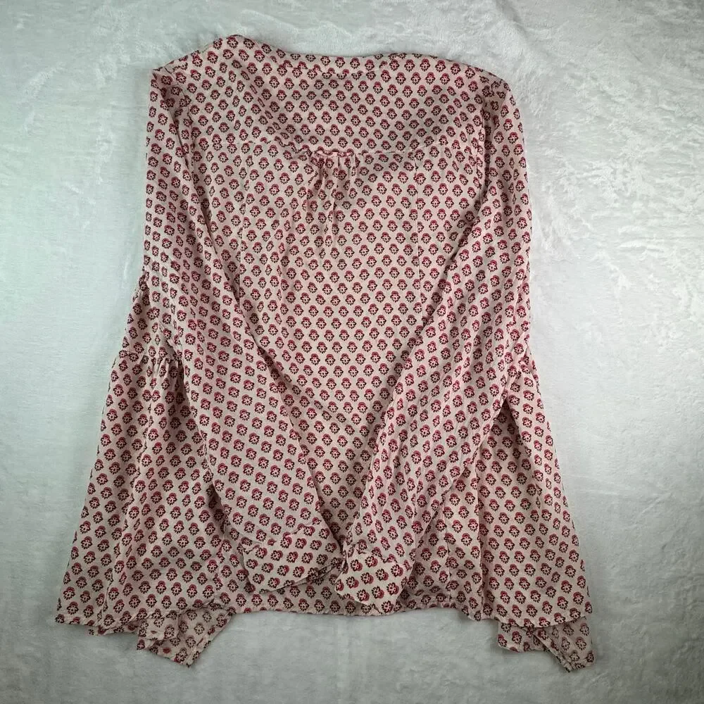 Maeve Pink floral Laiken Henley Tunic Top Sz 6 Flowy Boho Cottagecore - Picture 7 of 9